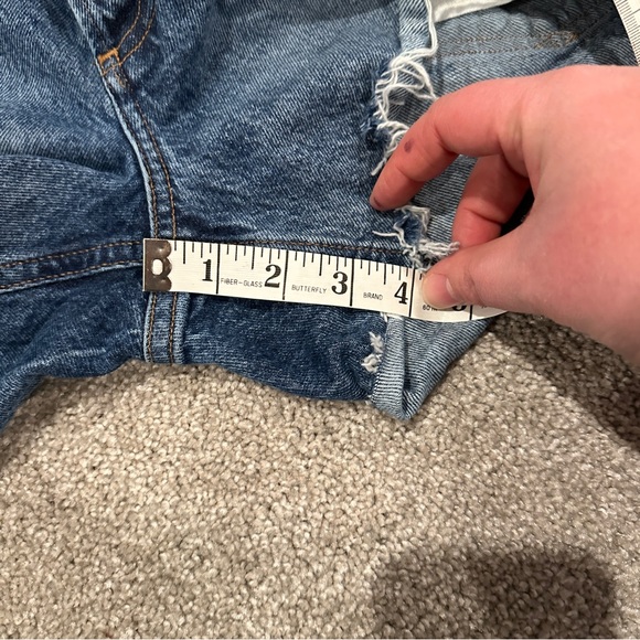 Agolde Parker Denim Jean Shorts Size 31 Cut Off Distressed Button Fly Raw Hem - Picture 6 of 9